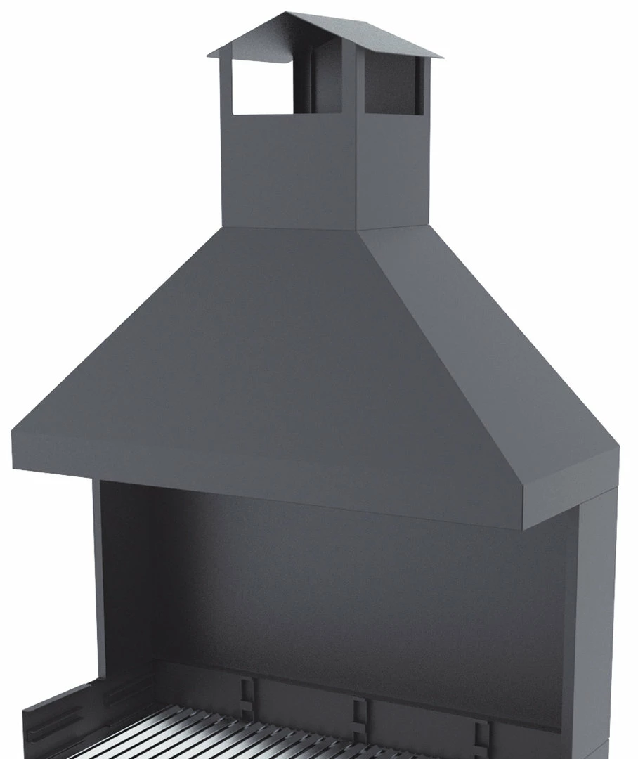 Barbacoa Carbón Y Leña 100 Cm Con Chimenea Y Carro - Imagen 3