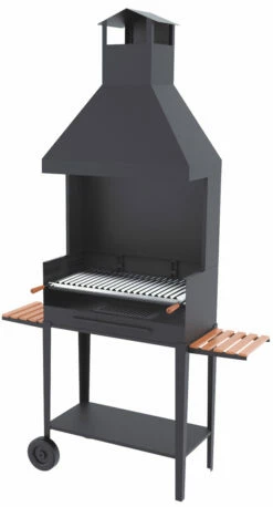Barbacoa Carbón Y Leña 80 Cm Con Chimenea Y Carro
