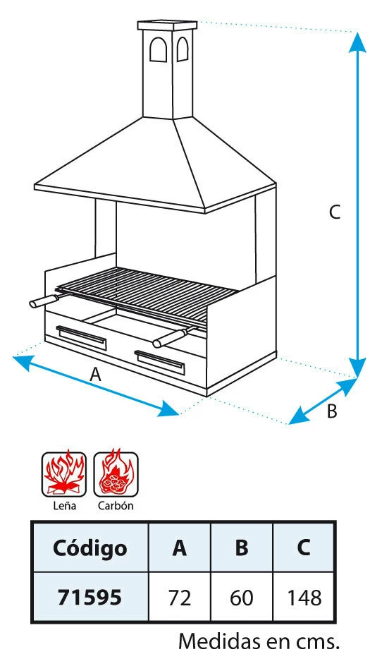 Cajon Barbacoa Con Chimenea Grande Extra Fondo - Imagen 3