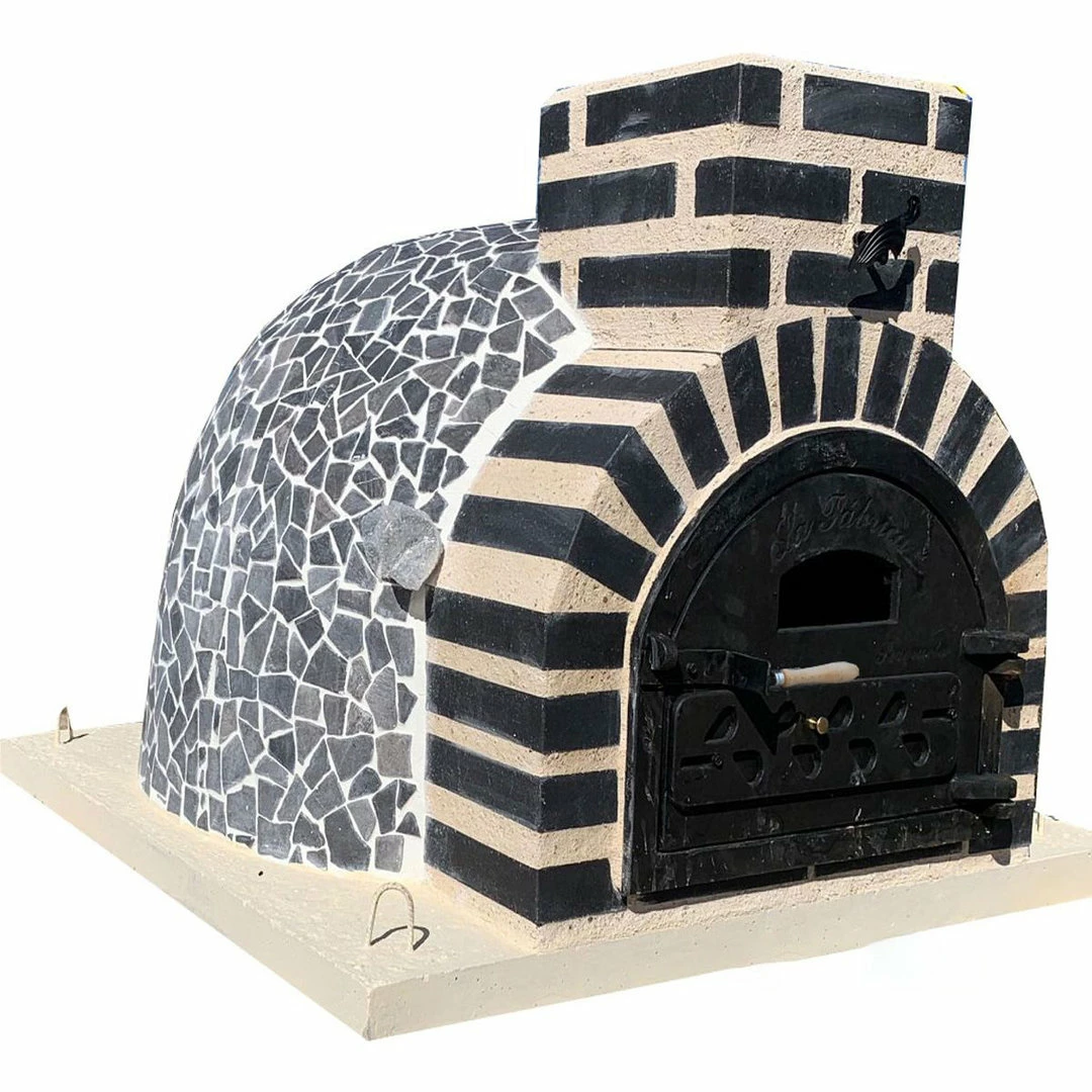 Horno Montado Mármol Negro Y Blanco 80 Cm.